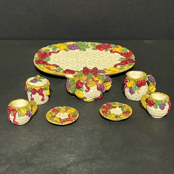 Vtg Della Robbia Decorative Miniature Tea Set - Picture 2 of 6